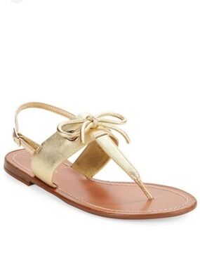 Kate Spade Carolina Metallic Gold Bow Thong Sandals - 7.5